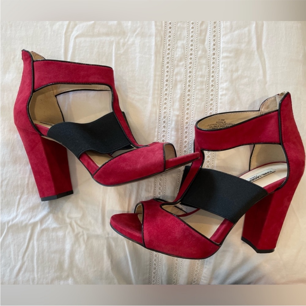 Karl Lagerfeld "Rosalie" Red Suede Heels